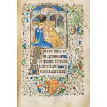 The Annunciation to the Virgin, - large miniature on a leaf from the Upholland Hours  large