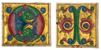 Two finely illuminated initials, - on parchment [north east Italy , last quarter of the fifteenth...