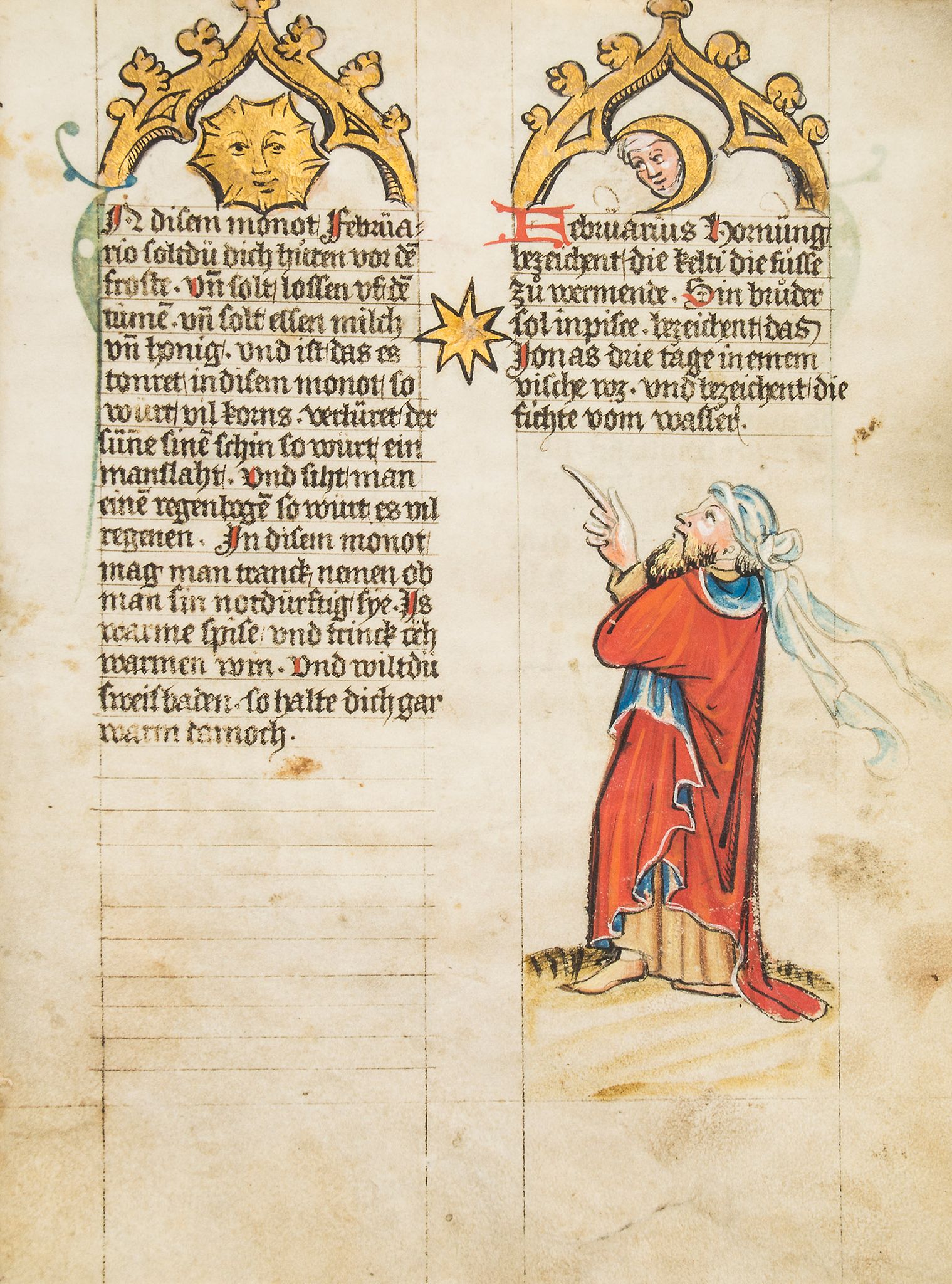 The Mckell Medical Almanack, - in German, illuminated manuscript on parchment [Alsace, c  in German, - Image 2 of 7