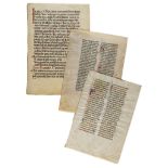 Three leaves from Missals, - in Latin, decorated manuscripts on vellum [twelfth to fifteenth...