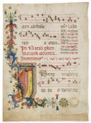 Vast initial 'I' on a leaf from an illuminated - Gradual , in Latin, on parchment [northern