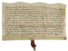 Charter issued by Thomas, lord of Hawkesworth, - Yorkshire , recording an exchange of local