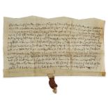 Charter issued by Thomas, lord of Hawkesworth, - Yorkshire , recording an exchange of local