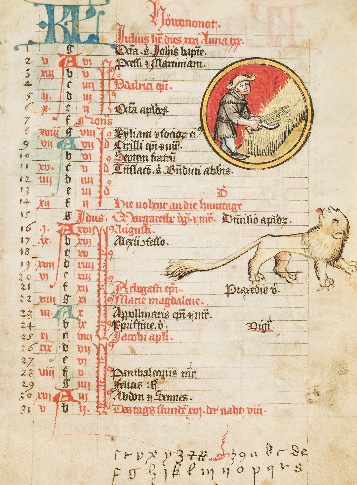 The Mckell Medical Almanack, - in German, illuminated manuscript on parchment [Alsace, c  in German, - Image 4 of 7