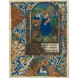 The Flight into Egypt, - miniature from a large illuminated Book of Hours  miniature from a large