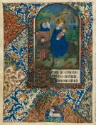 The Flight into Egypt, - miniature from a large illuminated Book of Hours  miniature from a large