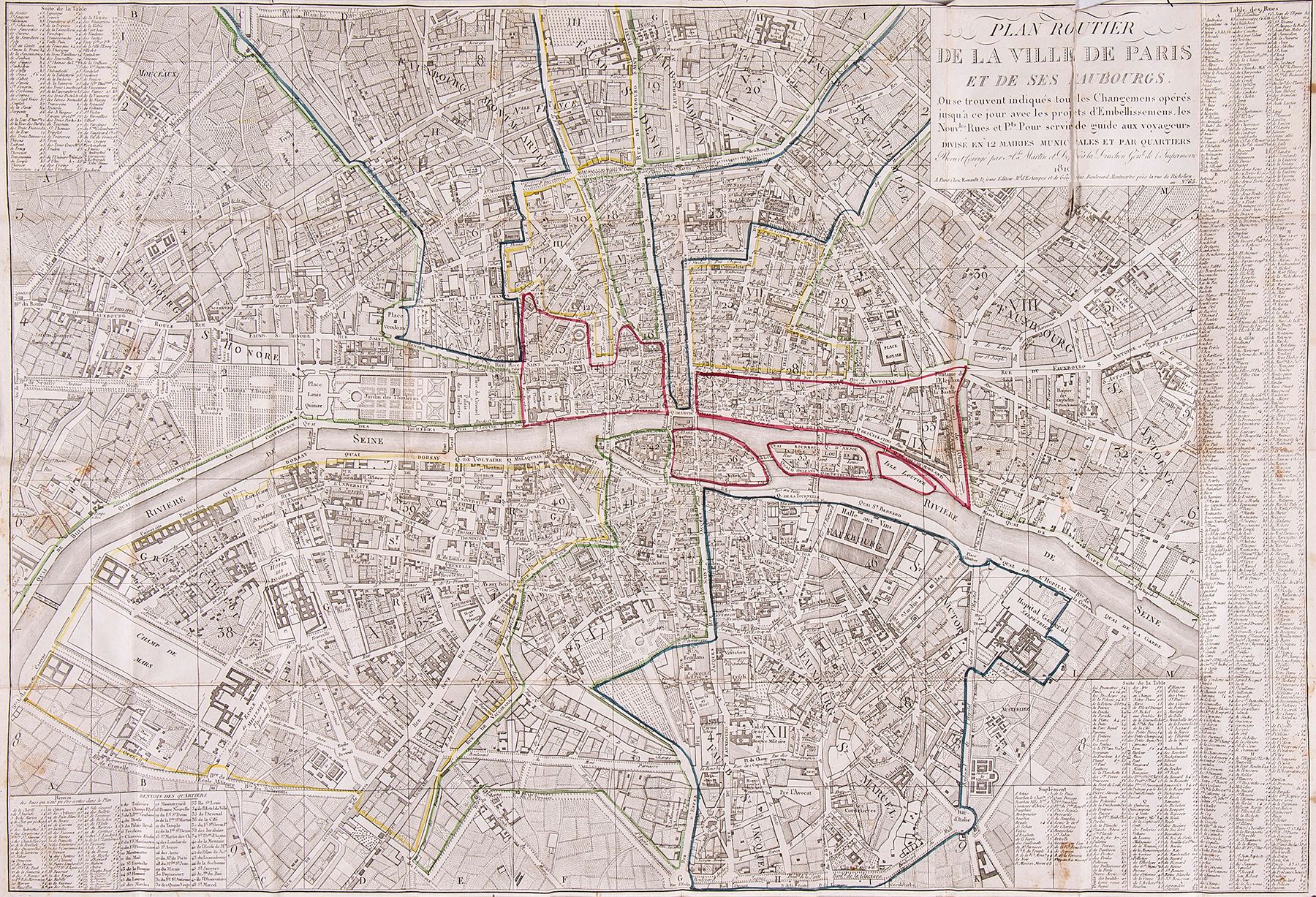 France.- Martin (Amédée) - Plan Routier de la Ville de Paris et des ses Faubourgs,  engraved plan