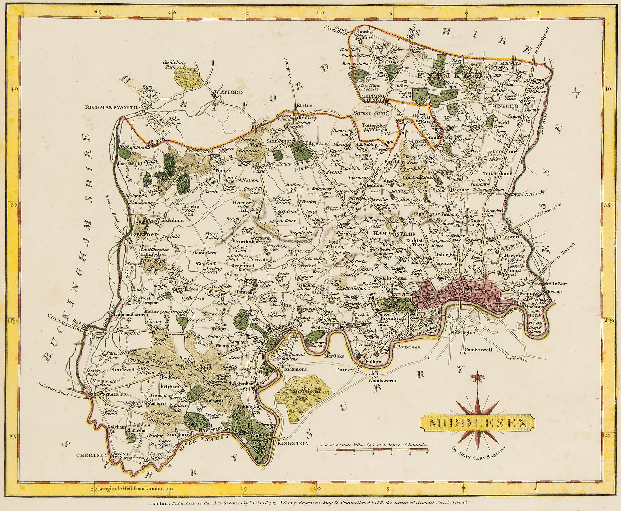Middlesex.- Duncan (J.) - New Map of the County of Middlesex, Divided into Hundreds  New Map of - Image 4 of 4