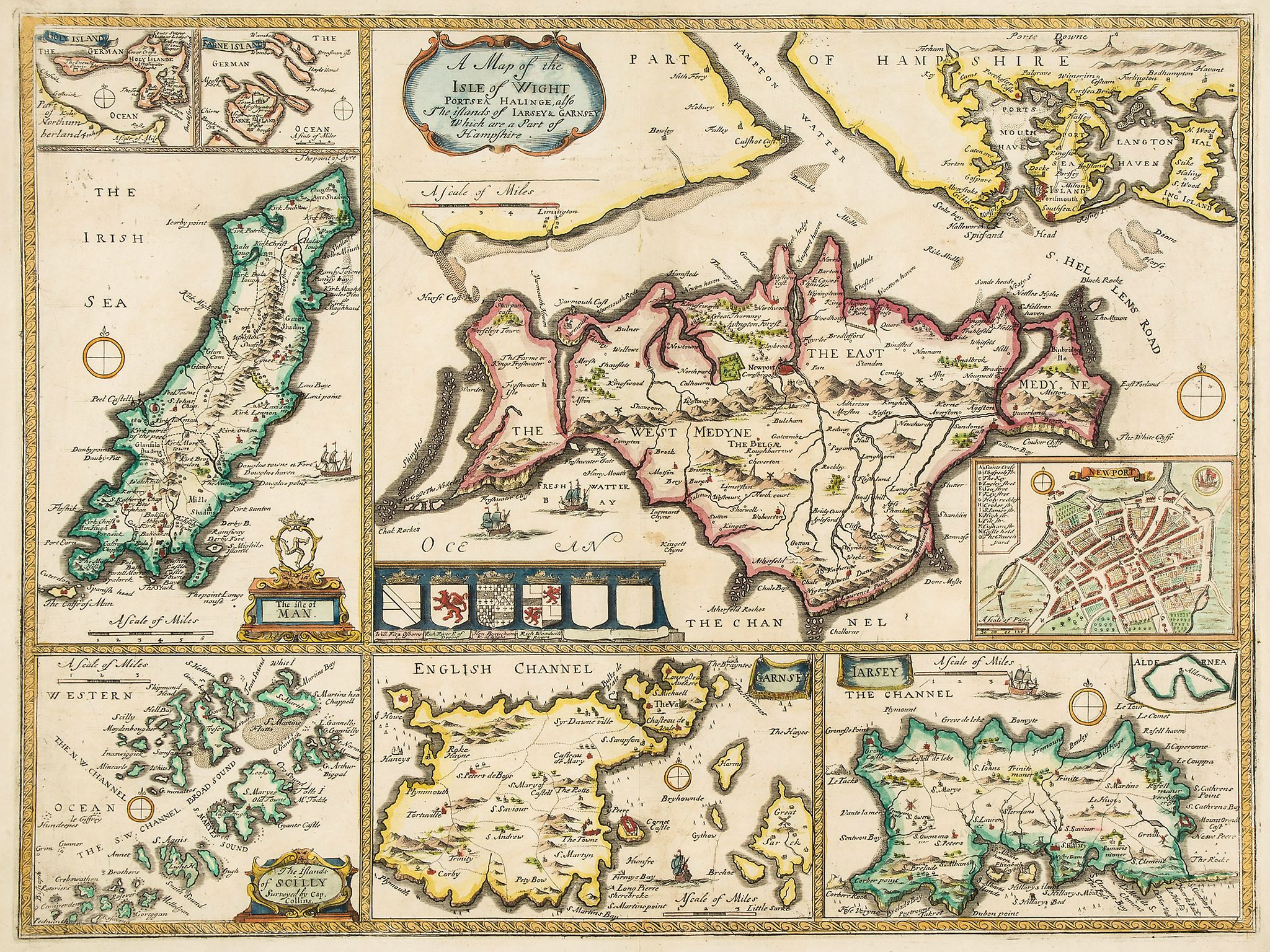 Hampshire.- [Lea (Philip)] - A Map of the Isle of Wight, Portsea, Halinge, also the Islands of
