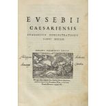 Eusebius Pamphili -  Evangelicæ Demonstrationis Libri Decem, title with woodcut vignette  ( Bishop