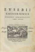 Eusebius Pamphili -  Evangelicæ Demonstrationis Libri Decem, title with woodcut vignette  ( Bishop