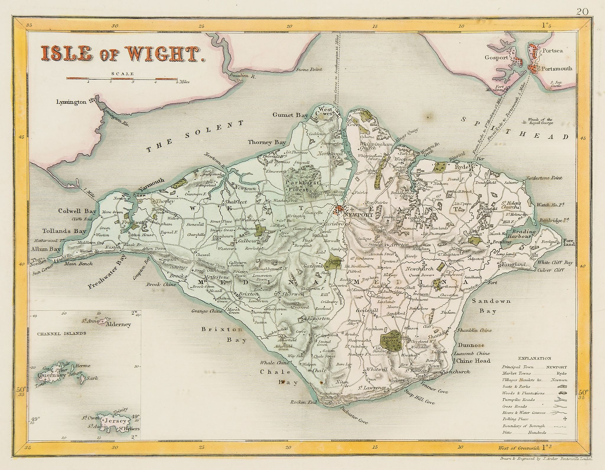 Hampshire.- [Lea (Philip)] - A Map of the Isle of Wight, Portsea, Halinge, also the Islands of - Image 2 of 2