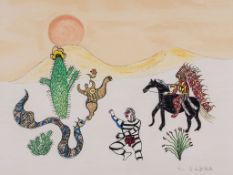 Niki de Saint Phalle (1930-2002) - Le Chef Indien lithograph printed in colours, 1978, signed in