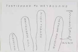 Richard Long (b.1945) - Portishead to Wetbourne, 2008 pencil on paper, signed, titled, dated and