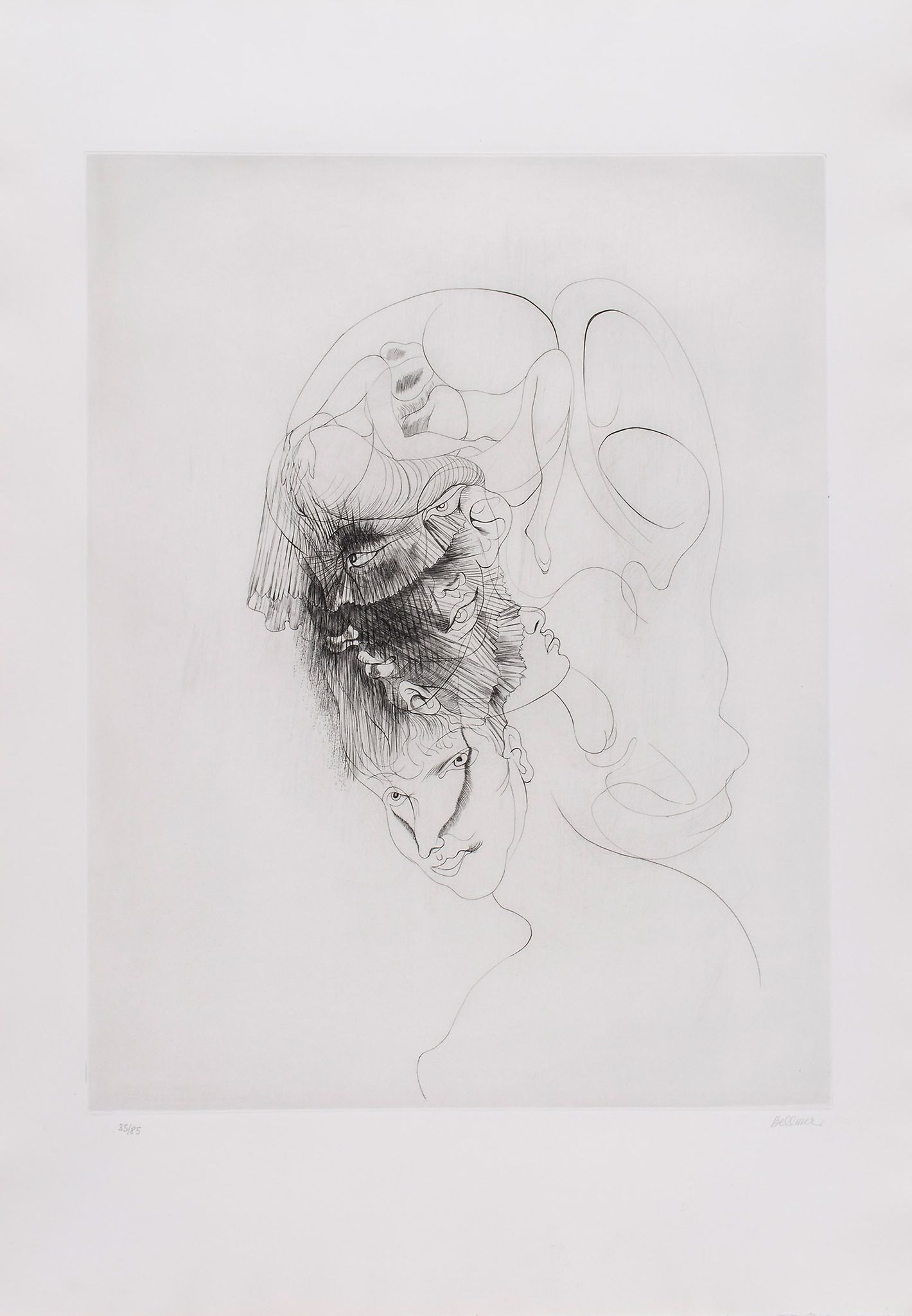 Hans Bellmer (1902-1975) - Untitled etching, signed in pencil, numbered 35/85 on Arches paper,