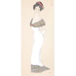 Jean Pougny (1894-1956) - Elégante en robe de soirée bodycolour over graphite, on buff wove paper,