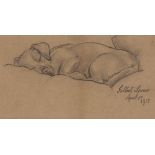 Gilbert Spencer (1892-1979) - Dog sleeping pencil on paper, signed and dated at lower right 4 1/2