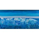 Keith Grant (b. 1930) - Icebergs drifting seawards, 1989 oil on board 28 ½ x 58 5/8 in., 72.5 x