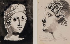 Eugene Berman (1899-1972) - Two Portraits, 1938 both works pen and ink and wash, each signed with