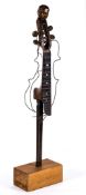 Arman (1928-2005) - La Musicienne Automate violin neck with twisted wire, with integral wooden base,