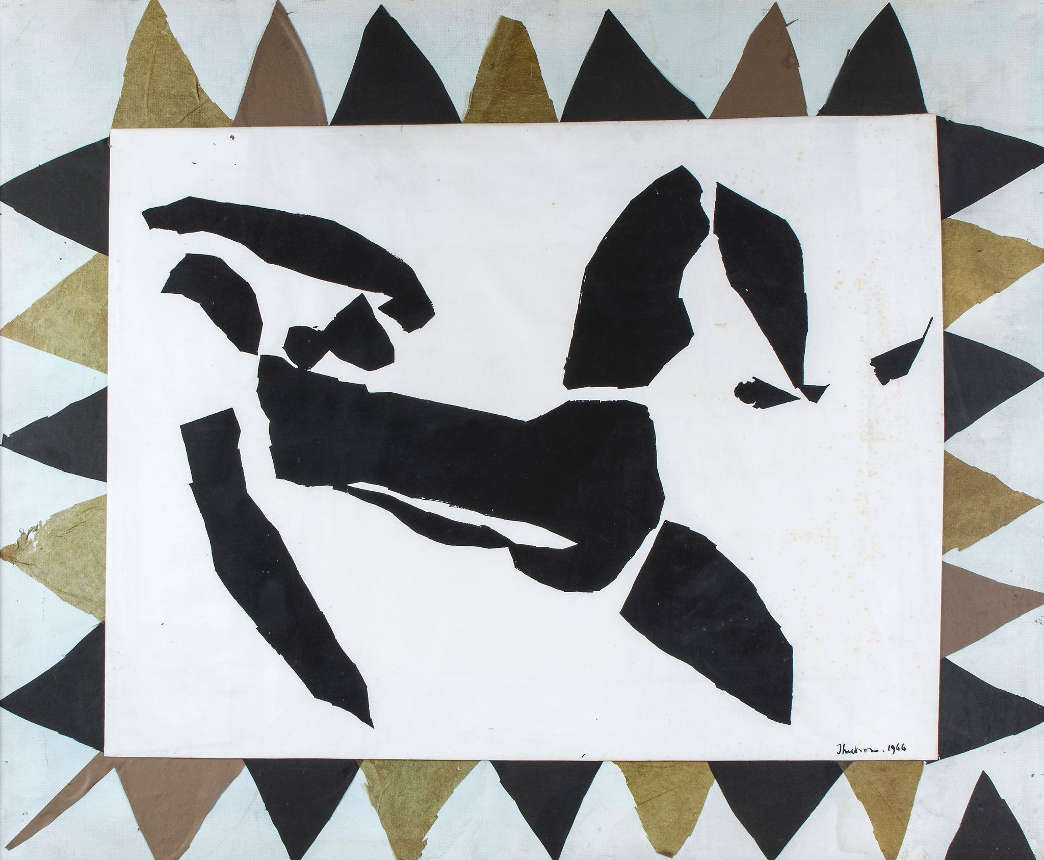 Harry Thubron (1915-1985) - Reclining Figure black ink on fabric adhered to primed canvas board with