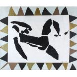 Harry Thubron (1915-1985) - Reclining Figure black ink on fabric adhered to primed canvas board with