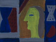 Breon O'Casey (1928-2011) - Untitled (Female Head) acrylic on canvas, signed on the reverse 12 x