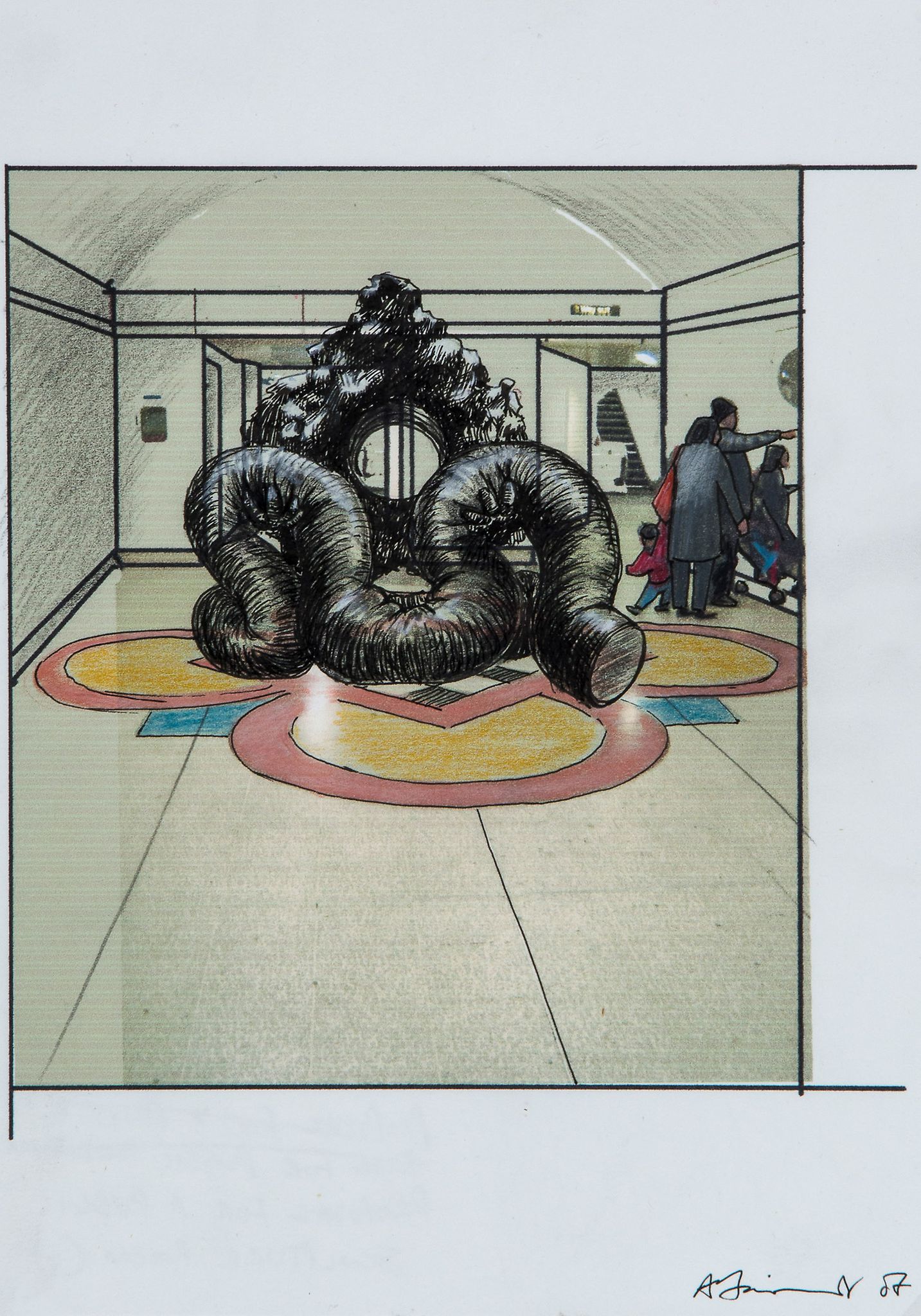 Angus Fairhurst (1966-2008) - Proposal for a Public Sculpture Room giclee in colours with