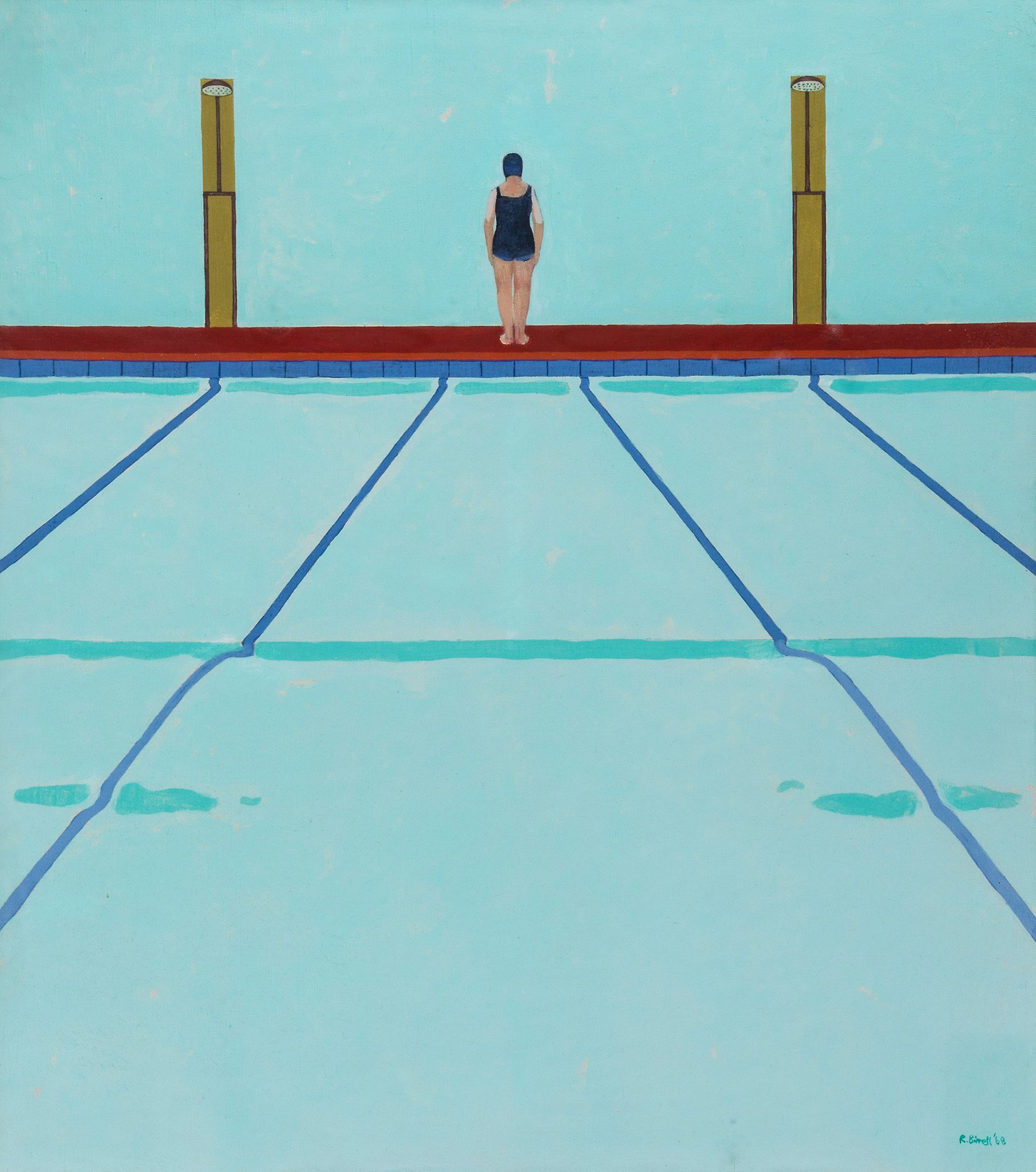 Ronald Birrell (1937-2005) - Hot and Cold Sprays, and Swimmer, 1968 acrylic on canvas, signed and