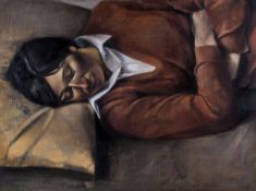 Christopher Couch (b. 1946) - Untitled (Sleeping Girl), c1984 oil on canvas 24 x 32 in., 61 x 81.3