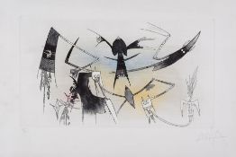 Wifredo Lam (1902-1982) - La Reunion etching with aquatint printed in colours, c.1973, signed and