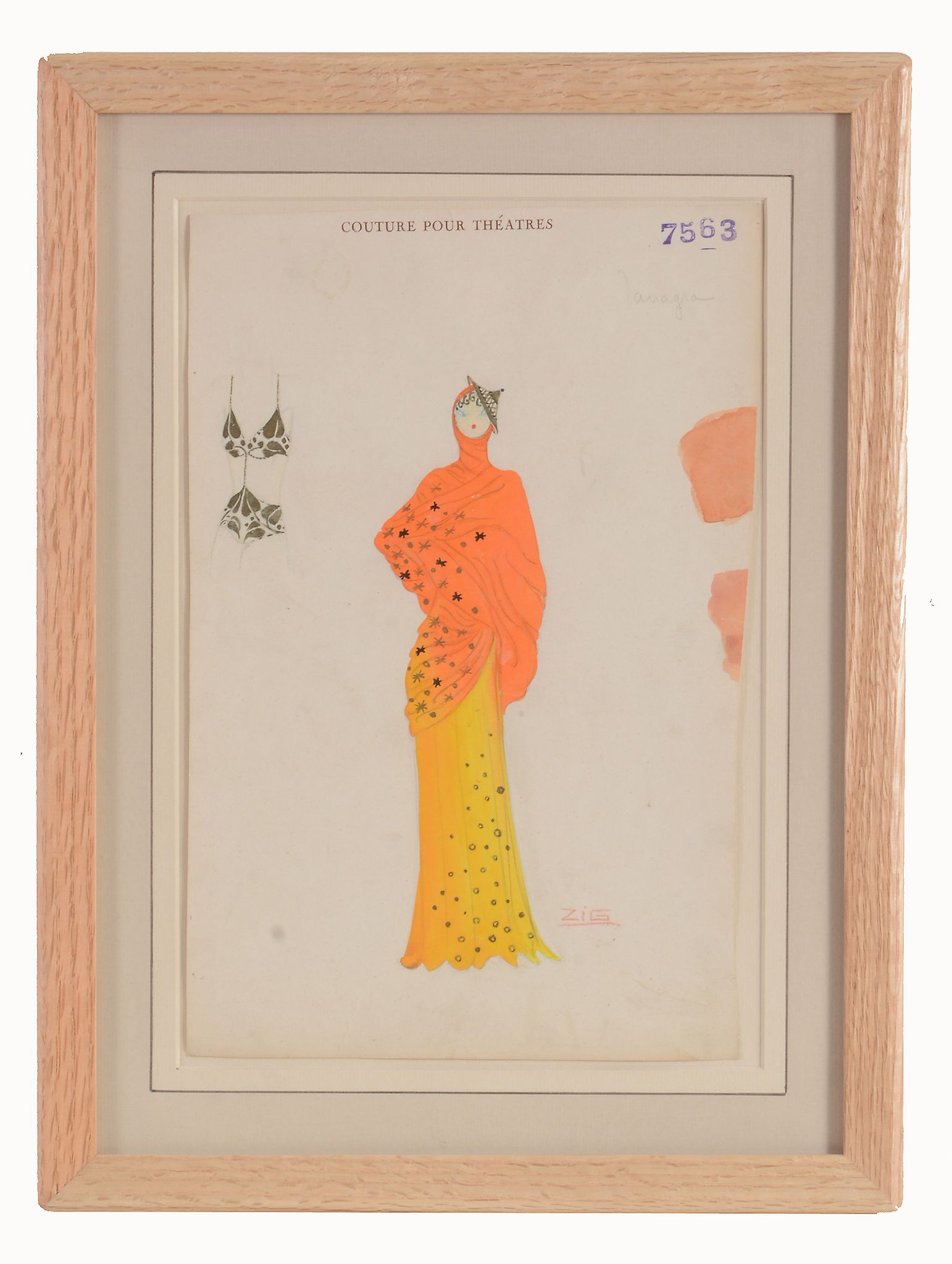 Zig (Louis Gaudin) (?-1936) - Danseuse au costume à la pluie d'étoiles watercolour and bodycolour,