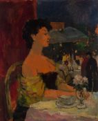 Charles Mozley (1914-1991) - Lady in Cafe, 1957 oil on canvas, signed and dated lower right 24 x