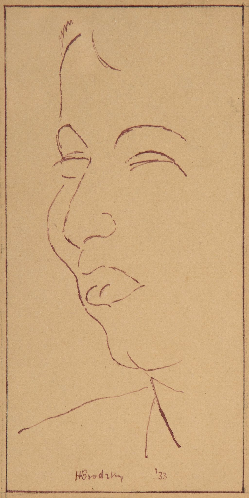 Horace Asher Brodzky (1885-1969) - Girls Head, 1933 pen and ink on paper, signed and dated within