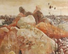 Anthony R. Cooke (b.1933) - Rocks with teasel oil on canvas 40 x 50 in., 101.5 x 127 cm IMPORTANT: