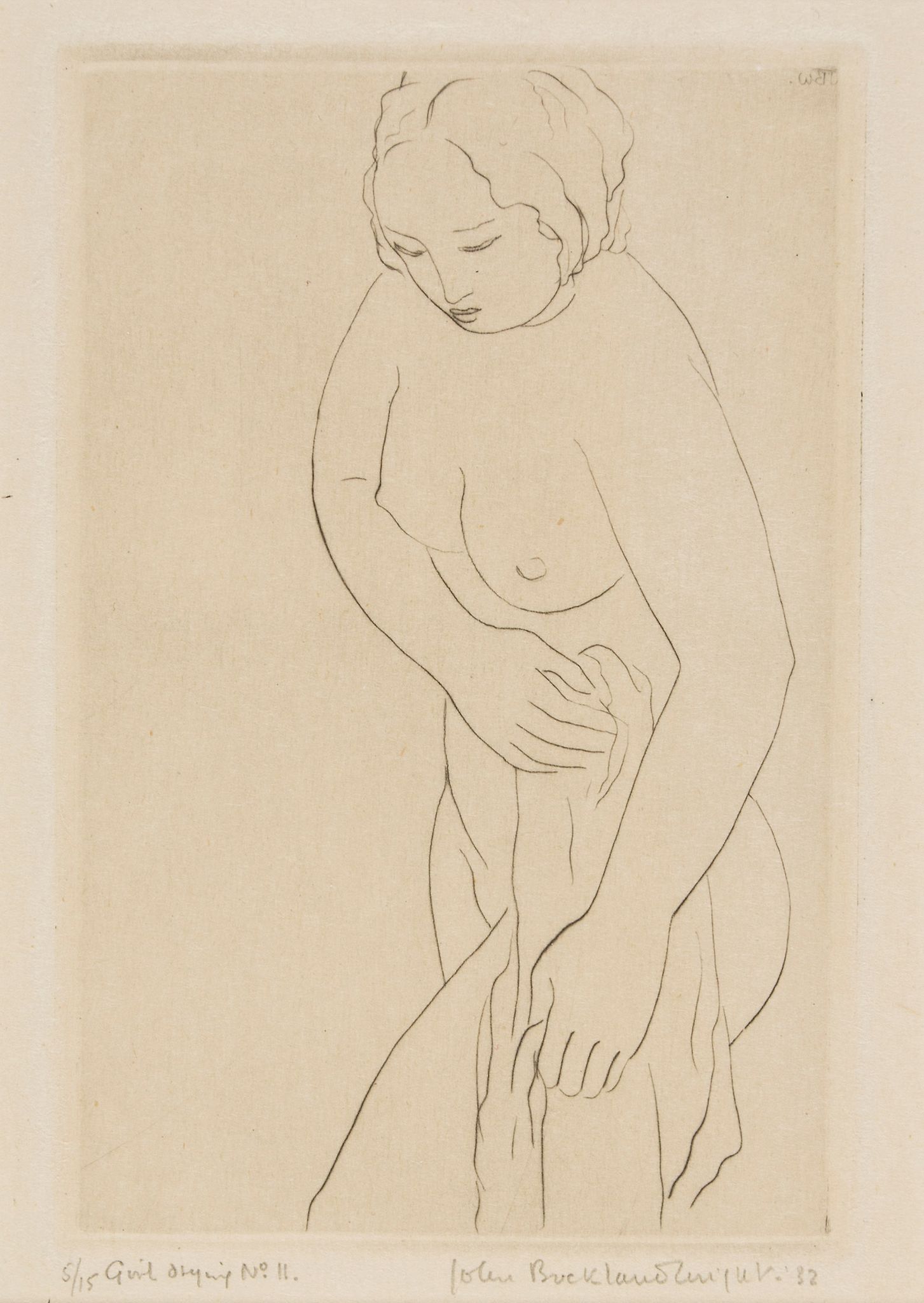 John Buckland-Wright (1897-1954) - Girl Drying No.I; Girl Drying No.II two engravings with drypoint,