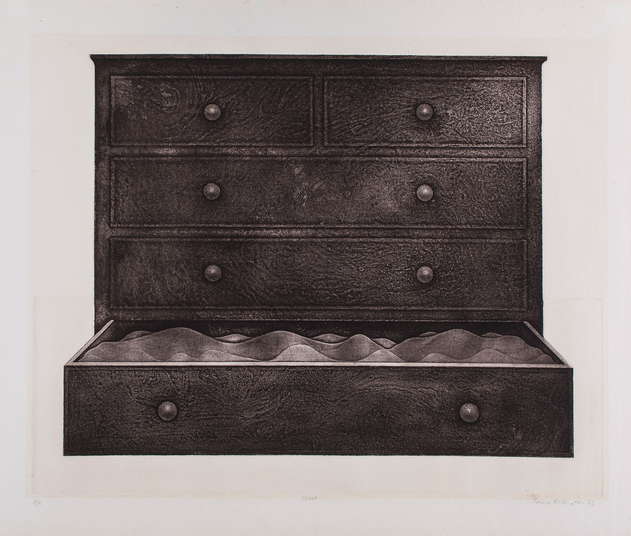 Terence Millington (b.1943) - Chest; Feed Trough two etchings with aquatint, 1972-74, both signed, - Image 2 of 2