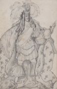Studio of Leon Bakst - Costume design for The King in The Sleeping Princess pencil on paper 17 1/4 x
