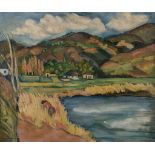 Celso Lagar (1891-1966) - Figure by Lake, 1964 oil on canvas, signed at lower left 21 ½ x 24 ¾