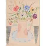 William Crosbie (1915-1999) - Still life, with Anemone and other flowers in a jug watercolour over