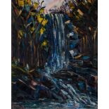 C. Sena (fl.1950s) - Untitled (Waterfall) oil on canvas, signed and dated at lower left 31 1/2 x