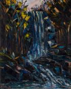 C. Sena (fl.1950s) - Untitled (Waterfall) oil on canvas, signed and dated at lower left 31 1/2 x