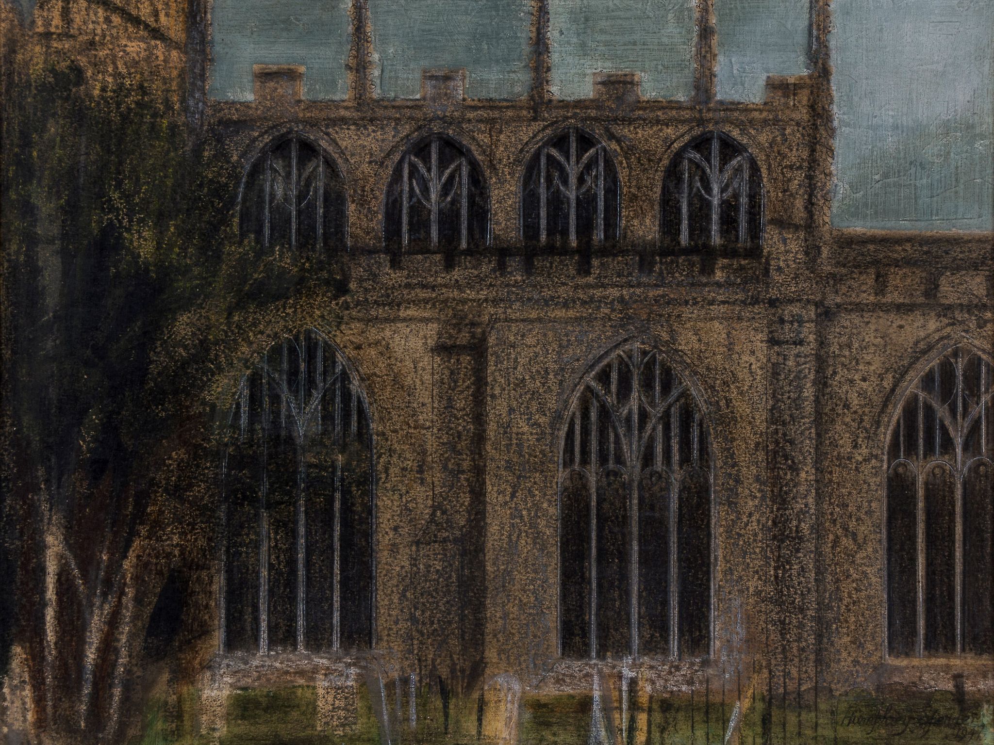 Humphrey Spender (1910-2005) - Church, 1947 oil, chalks and pencil on board, signed and dated at