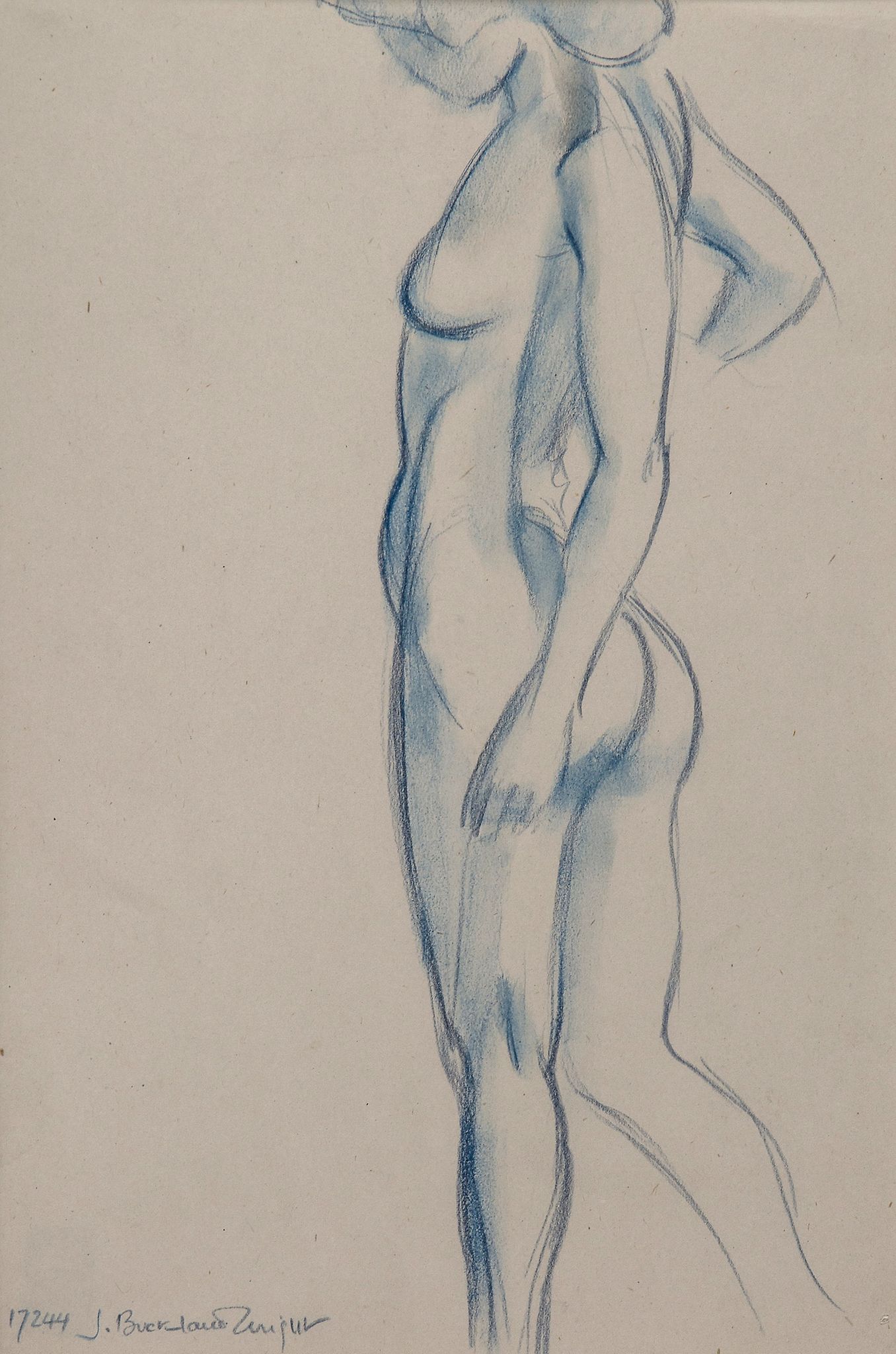 John Buckland-Wright (1897-1954) - Nude 'Outline', turning away, c1947 coloured chalks on paper,