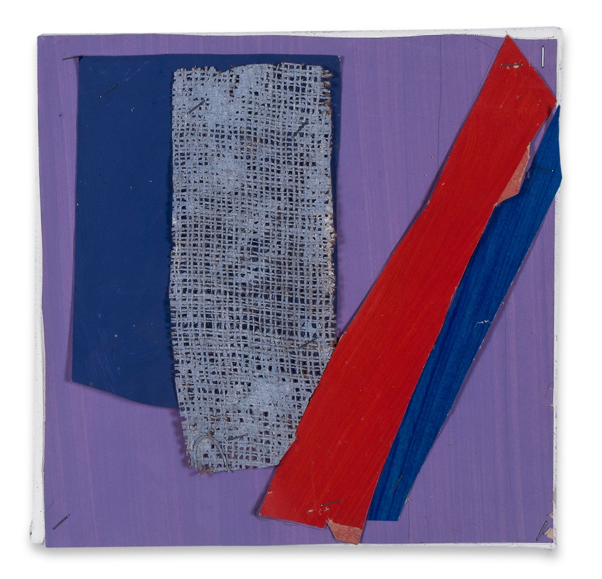 Sandra Blow (1925-2006) - Composition, c.2000 acrylic on hessian cloth and card, stapled to primed