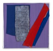 Sandra Blow (1925-2006) - Composition, c.2000 acrylic on hessian cloth and card, stapled to primed
