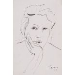 William Gear (1915-1997) - Untitled (Head), 1937 pen and ink on paper, signed and dated 14 x 8 1/2