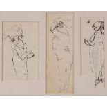 Jules Pascin (1885-1930) - Three Women pen and ink on paper, overall size 6 x 3 3/4 in., 15.3 x 9.5;