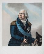 Alix (Pierre Michelle) - Louis XVIII, half-length portrait after Pasquier, proof before all letters,