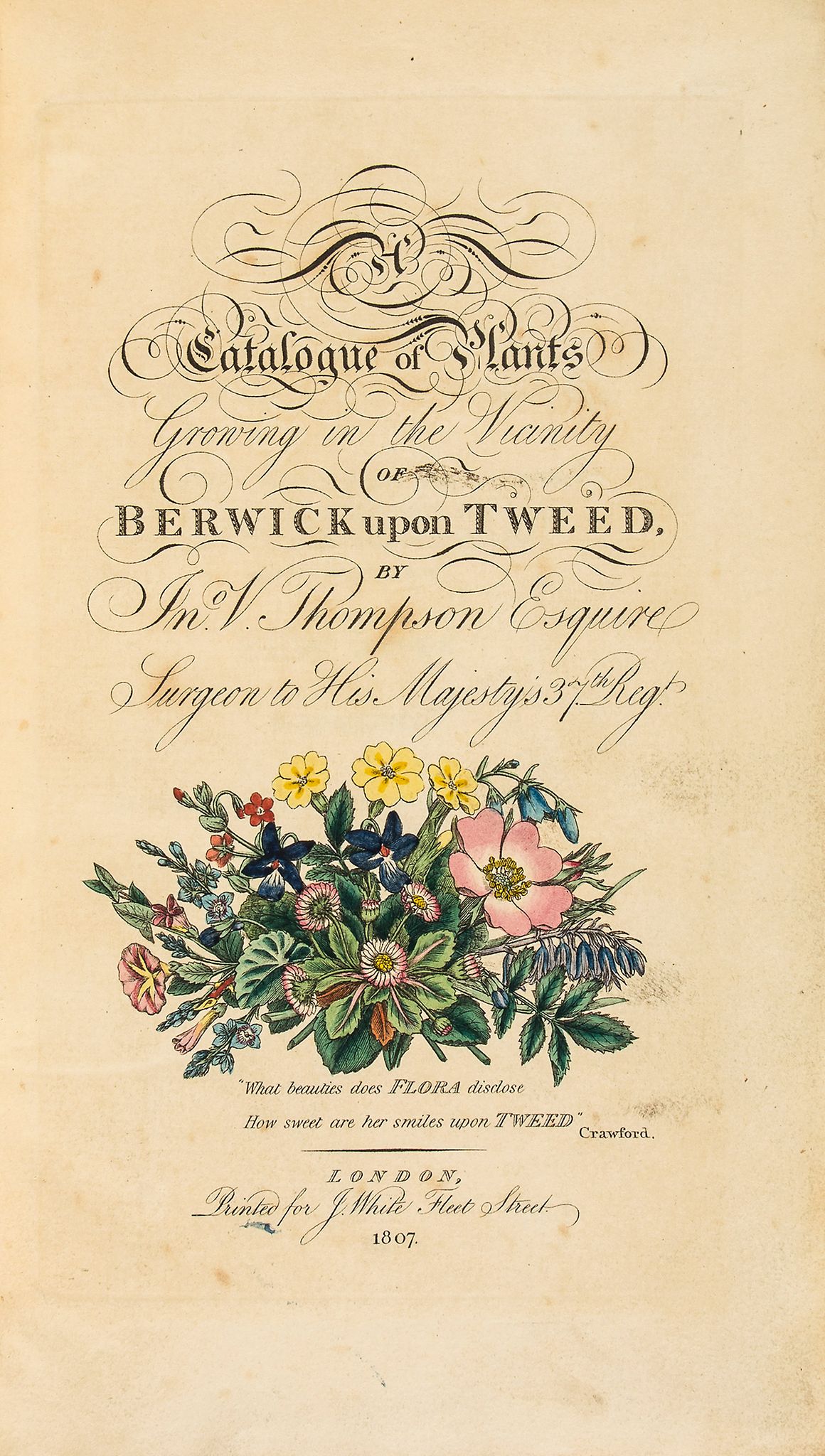 Thompson (J.V.) - A Catalogue of Plants growing in the Vicinity of Berwick upon Tweed,  engraved